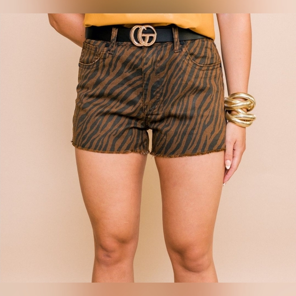 Kut From‎ the Kloth Womens Shorts Size 18 Jane Tiger Print High Rise Frayed NWT